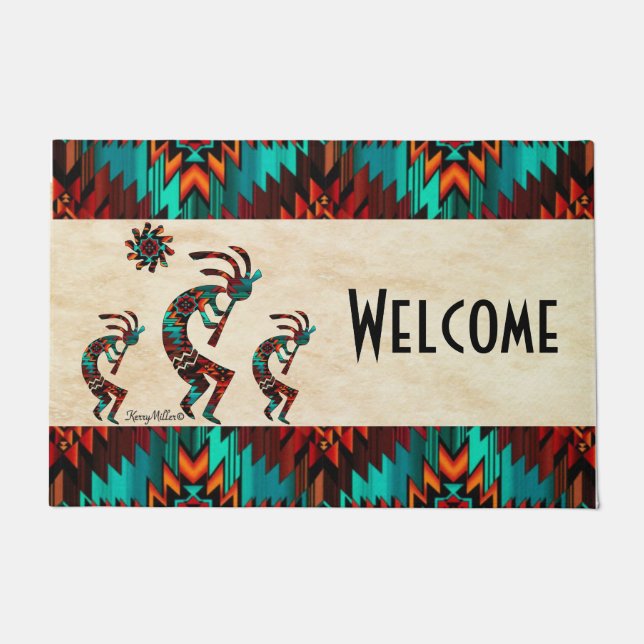 Three Southwest Kokopelli Doormat Fußmatte (Vorderseite)