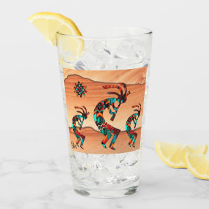 Three Southwest Kokopelli Glass Glas