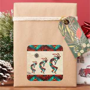Three Southwest Kokopelli Square Sticker