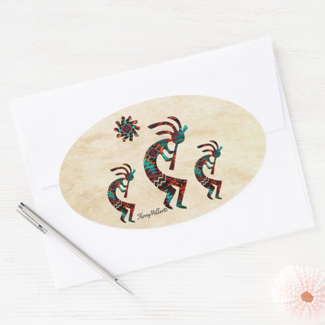 Three Southwest Kokopelli Square Sticker (Umschlag)