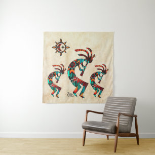 Three Southwest Kokopelli Tapesti Wandteppich