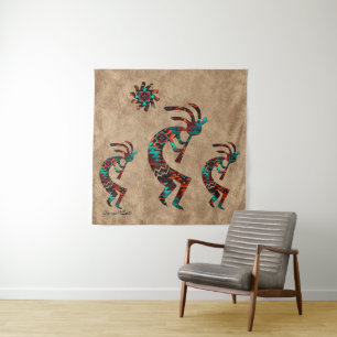 Three Southwest Kokopelli Tapesti Wandteppich