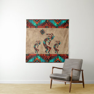 Three Southwest Kokopelli Tapesti Wandteppich