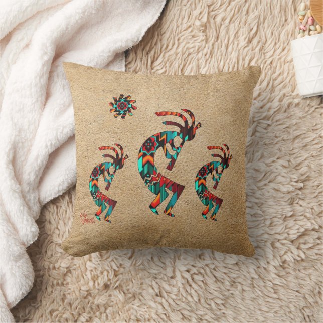 Three Southwest Kokopelli Throw Kissen (Decke)