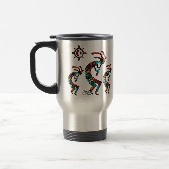 Three Southwest Kokopelli Travel Mug Reisebecher (Links)