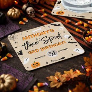 Three Spirit! Halloween 3. Geburtstagsfeier Rechteckiger Pappuntersetzer