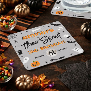 Three Spirit! Halloween 3. Geburtstagsfeier Rechteckiger Pappuntersetzer