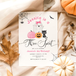 Three Spirit Halloween pinkfarbenes Mädchen Geburt Einladung