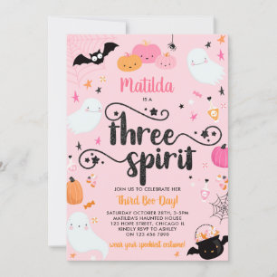 Three Spirit Pink Halloween 3. Geburtstags-Party Einladung