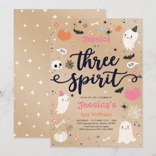 Three Spirit Vintage Halloween-Geist 3. Geburtstag Einladung