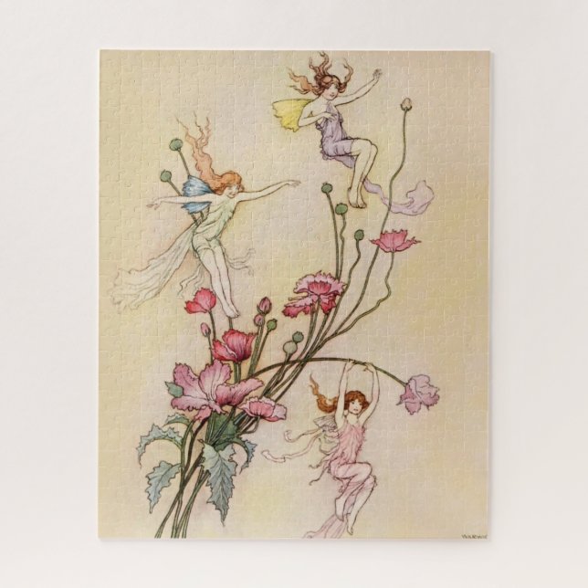 „Three Spirits Mad With Joy“ von Warwick Goble Puzzle (Vertikal)