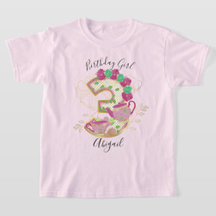 Three Tee Party Birthday Girl Floral
