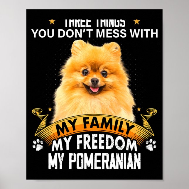 Three Things You Dont Mess With Meranian Dog  Poster (Vorne)