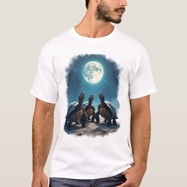Three Tortoises Howl at Moon Wildlife Mountain Tur T-Shirt (Vorderseite)