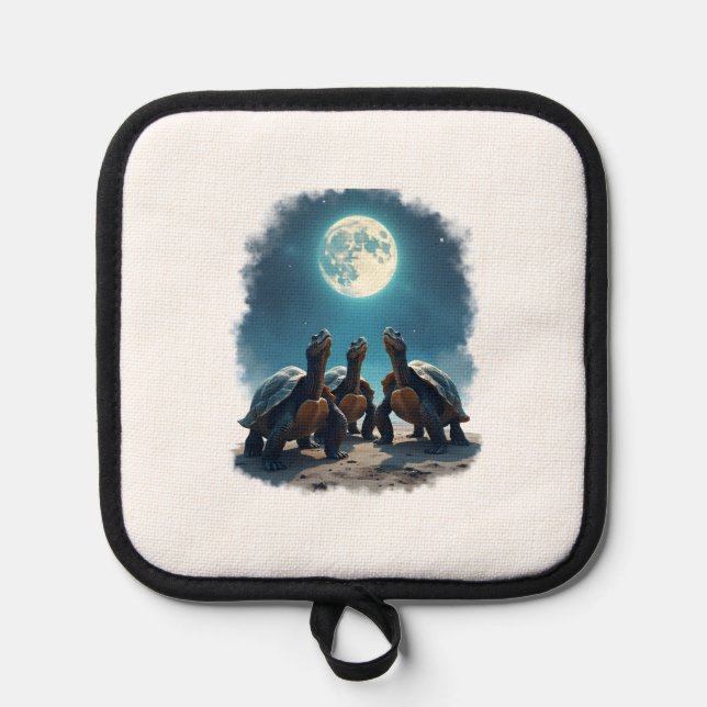 Three Tortoises Howl at Moon Wildlife Mountain Tur Topflappen (Vorderseite)