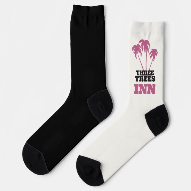Three Trees Inn (schwarz-weiß) Socken (Linkes Detail)