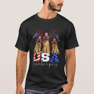 Three Usa Leonbergers Wearing Hat American Flag Fi T-Shirt