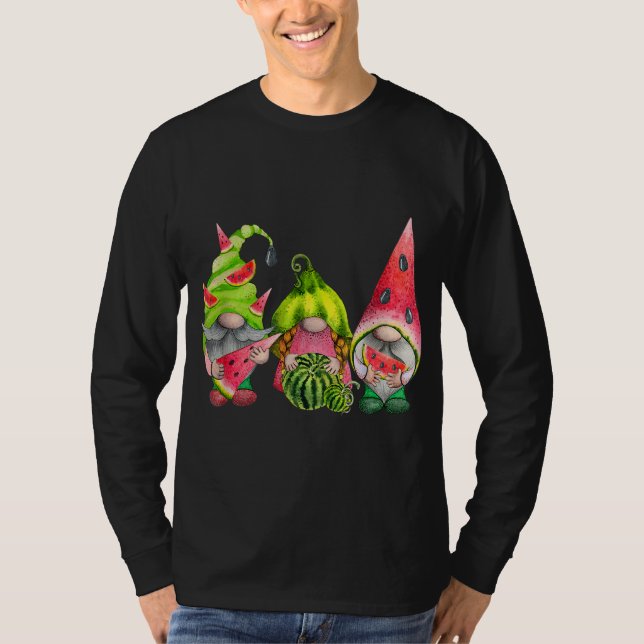 Three Watermelon Garden Gnomen Tomte Swedish Scand T-Shirt (Vorderseite)