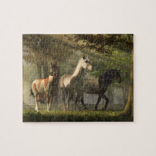 Three Wild Horses in the Forest Puzzle