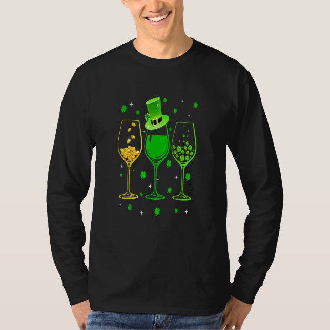 Three Wine Glasses C Irish Kleeblatt St Patrick Da T-Shirt (Vorderseite)