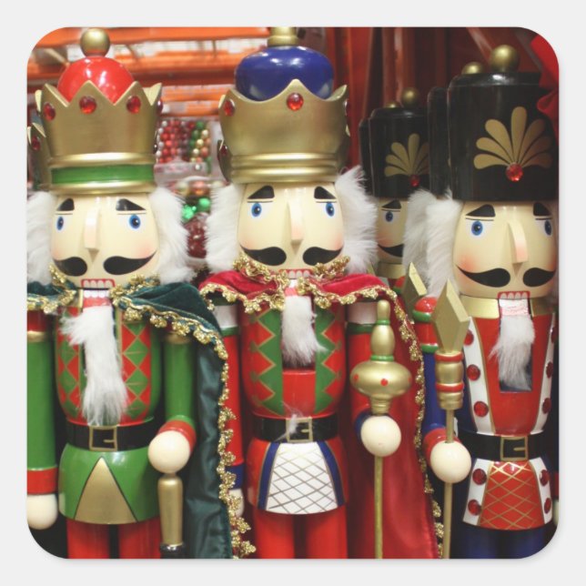 Three Wise Crackers - Nutcracker Soldiers Quadratischer Aufkleber (Vorderseite)