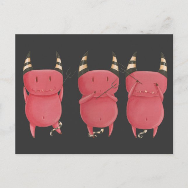 Three Wise Devils - Little Devils Art Postkarte (Vorderseite)
