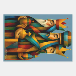 Three Wise Men Abstract Nativity Art  Geschenkpapier Set