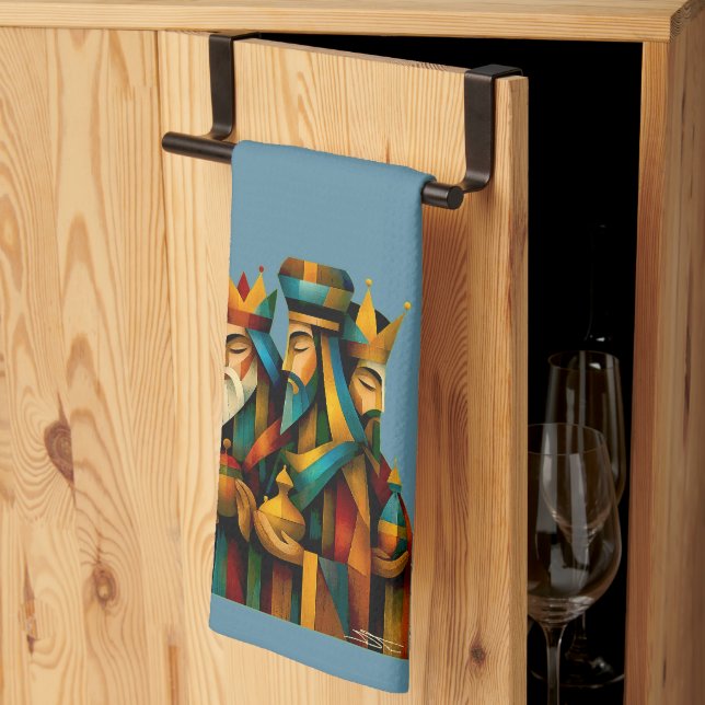 Three Wise Men Abstract Nativity Art Geschirrtuch (Drittel gefaltet)