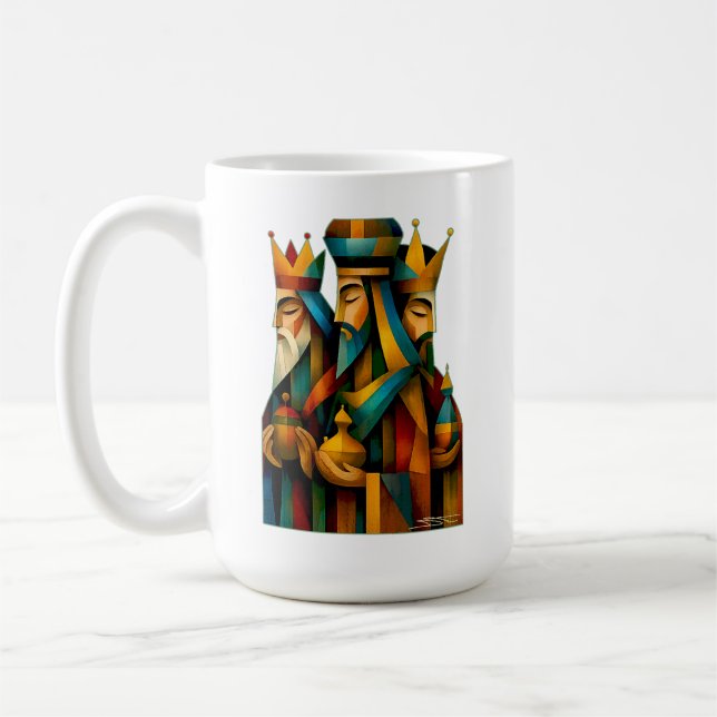 Three Wise Men Abstract Nativity Art  Kaffeetasse (Links)