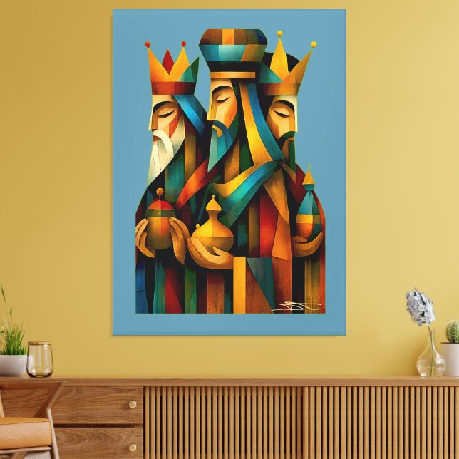Three Wise Men Abstract Nativity Art Leinwanddruck (Insitu (Wohnzimmer))
