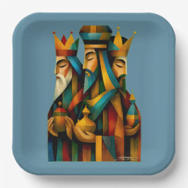 Three Wise Men Abstract Nativity Art  Pappteller