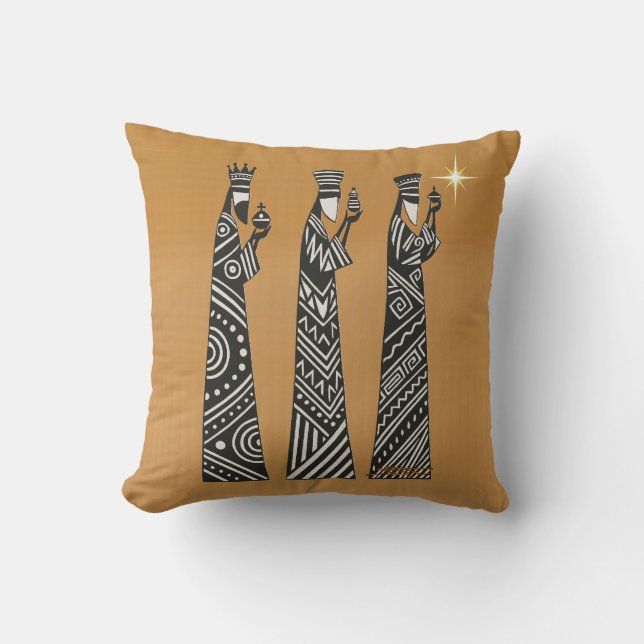 Three Wise Men Black & White Christmas Nativity Kissen (Vorderseite)