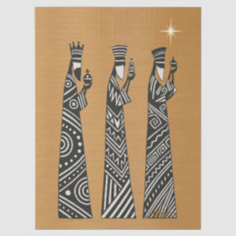 Three Wise Men Black & White Christmas Nativity Seidenpapier