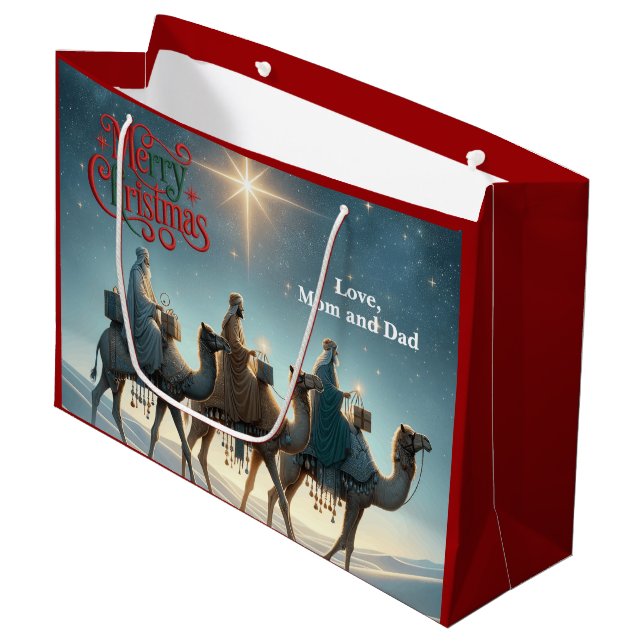 Three Wise Men Christmas Große Geschenktüte (Vorderseite Schrägansicht)