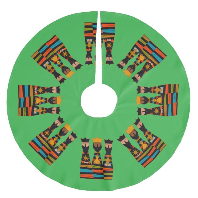 Three Wise Men Modern Mid-Century Polyester Weihnachtsbaumdecke (Vorderseite)