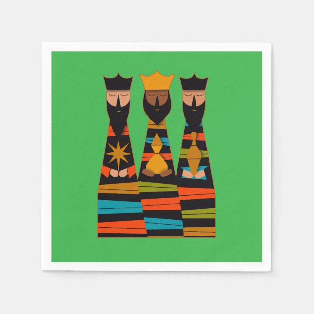 Three Wise Men Modern Mid-Century Serviette (Vorderseite)