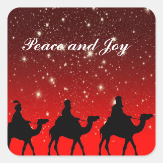 THREE WISE MEN PEACE AND JOY CUSTOM CHRISTMAS QUADRATISCHER AUFKLEBER