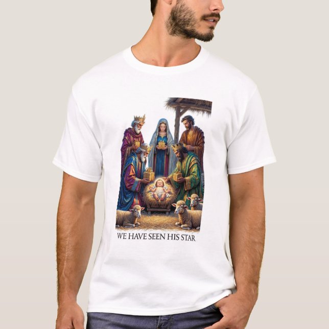 Three Wise Men T-Shirt, Adoration Epiphany Art T-Shirt (Vorderseite)