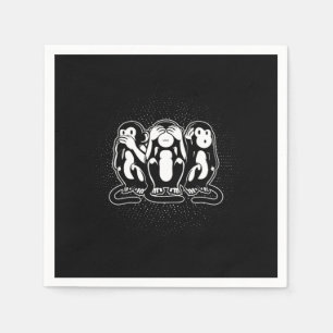 Three Wise Monkey Speak See Hear No Evil Serviette
