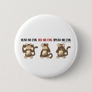 Three Wise Monkeys Button