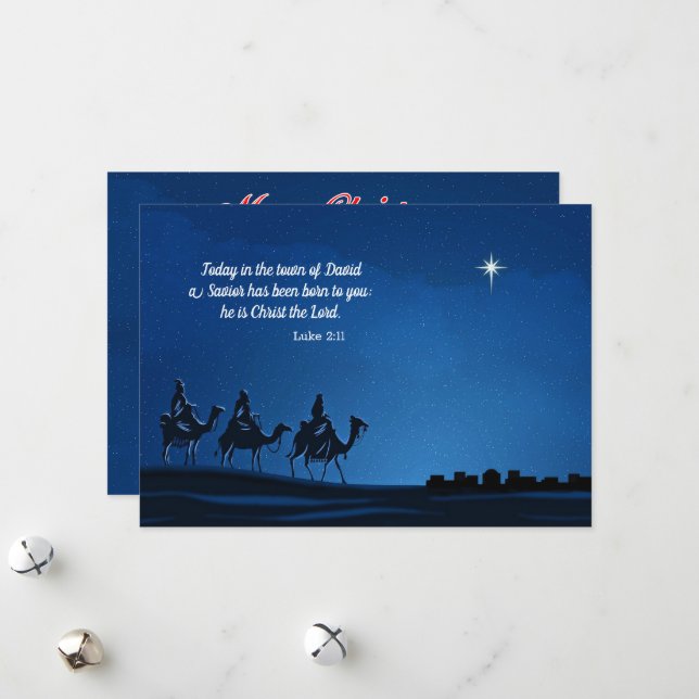 Three Wisemen approaching Bethlehem - Personalize Feiertagskarte (Vorderseite/Rückseite Beispiel)
