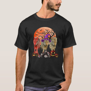 Three Wolf Mummy Hexe Pumpkin Pet Lover Halloween T-Shirt
