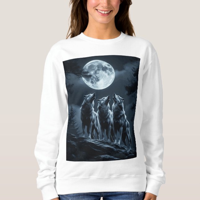 Three Wolves Howling at the Full Moon - Three Wolf Sweatshirt (Vorderseite)