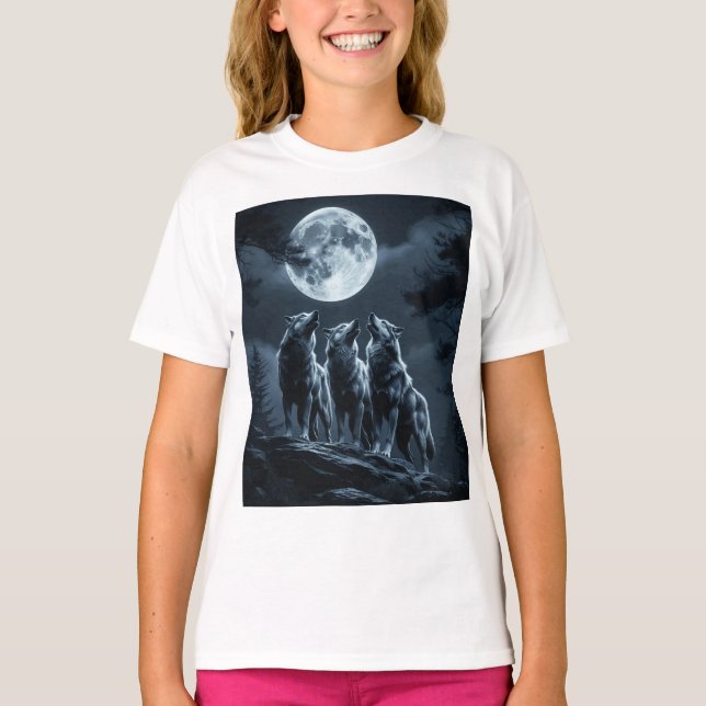 Three Wolves Howling at the Full Moon - Three Wolf T-Shirt (Vorderseite)