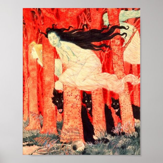 Three Women and Three Wolves Grasset Eugene Poster (Vorne)