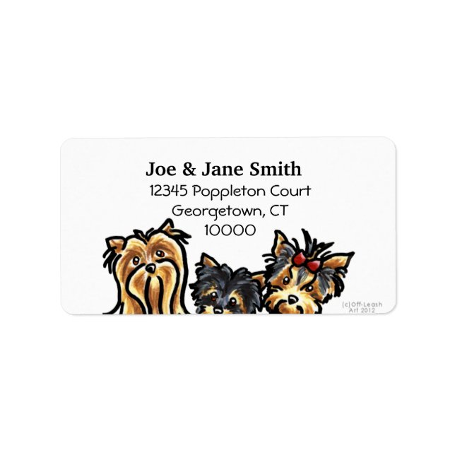 Three Yorkies Clean und einfach Adressaufkleber (Vorne)