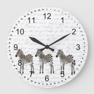 Three Zebras Große Wanduhr