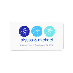 ThreeBlueSandDollars, alyssa & michael, 123 Oze... Adressaufkleber