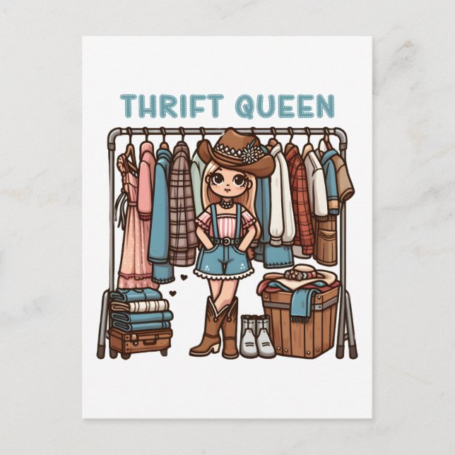 Thrift Queen Postkarte (Vorderseite)