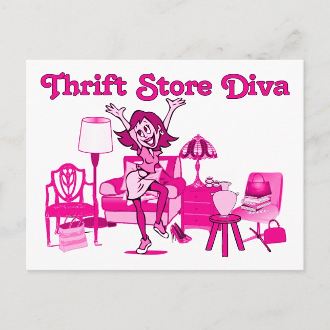 Thrift Store Diva Postkarte (Vorderseite)